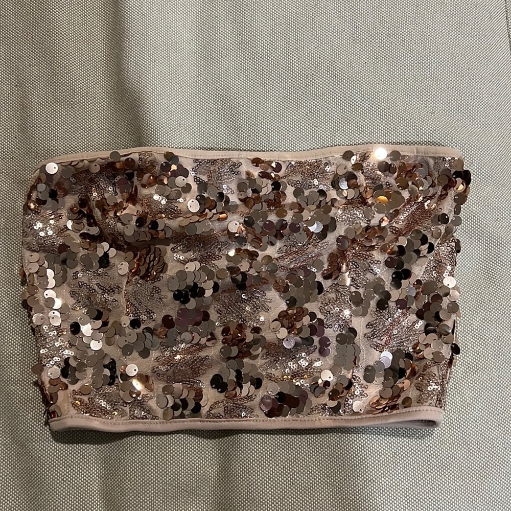 Sparkly sequin strapless crop top